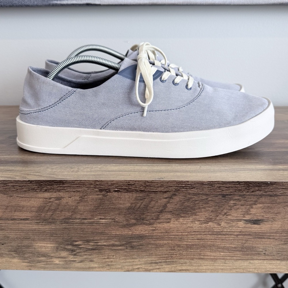 OluKai Men's Size 12 45 Shoes Tradewind Chambray Linen Lace Sneakers Blue